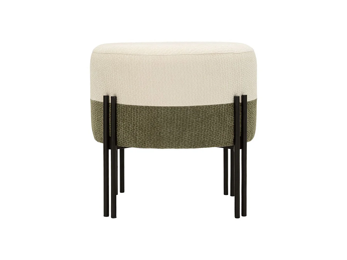 Pouf Rond Design "Duo" 44cm Crème & Vert