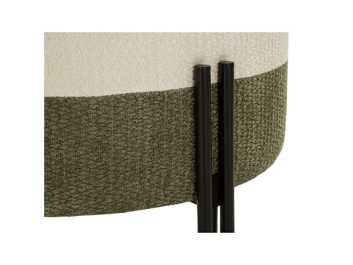 Pouf Rond Design "Duo" 44cm Crème & Vert