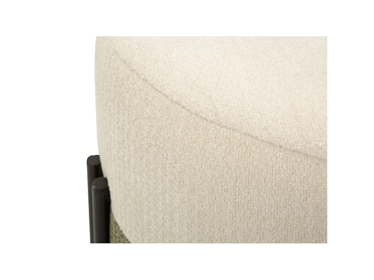Pouf Rond Design "Duo" 44cm Crème & Vert