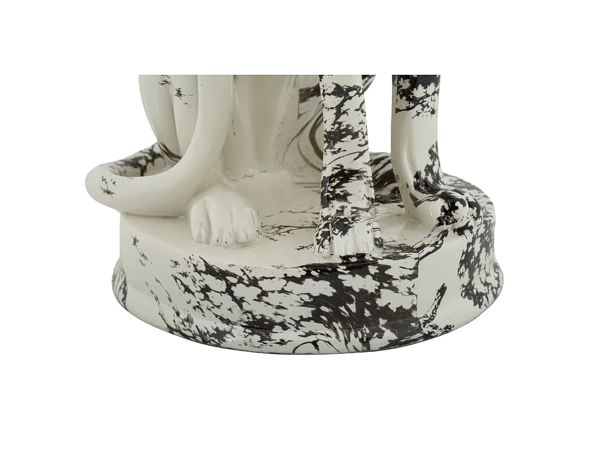 Statuette Léopard Assis "Mei" 42cm Blanc & Noir