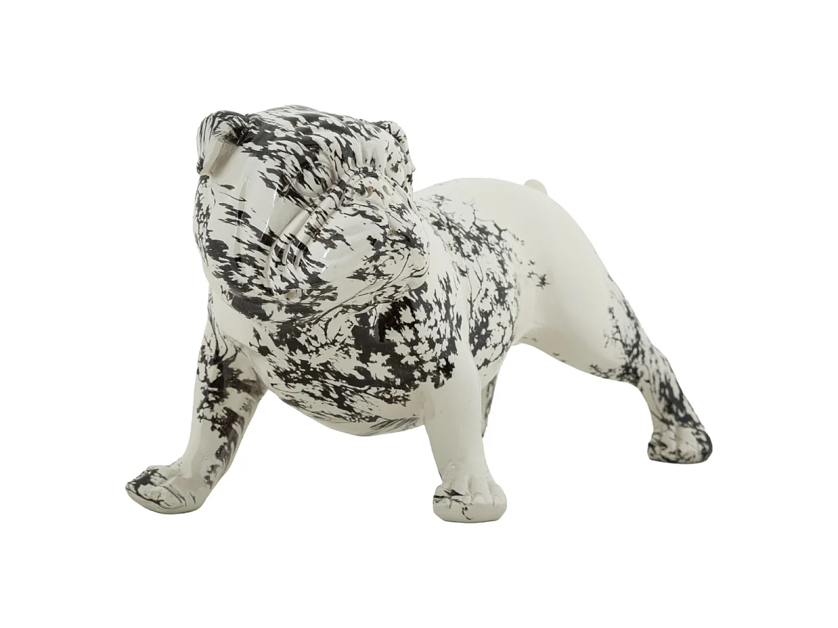 Statuette Bouledogue Déco "Mei" 38cm Blanc & Noir