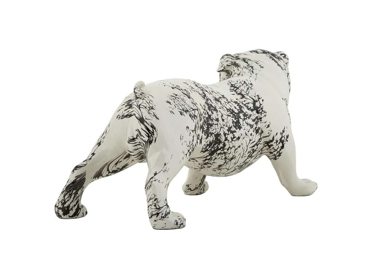 Statuette Bouledogue Déco "Mei" 38cm Blanc & Noir