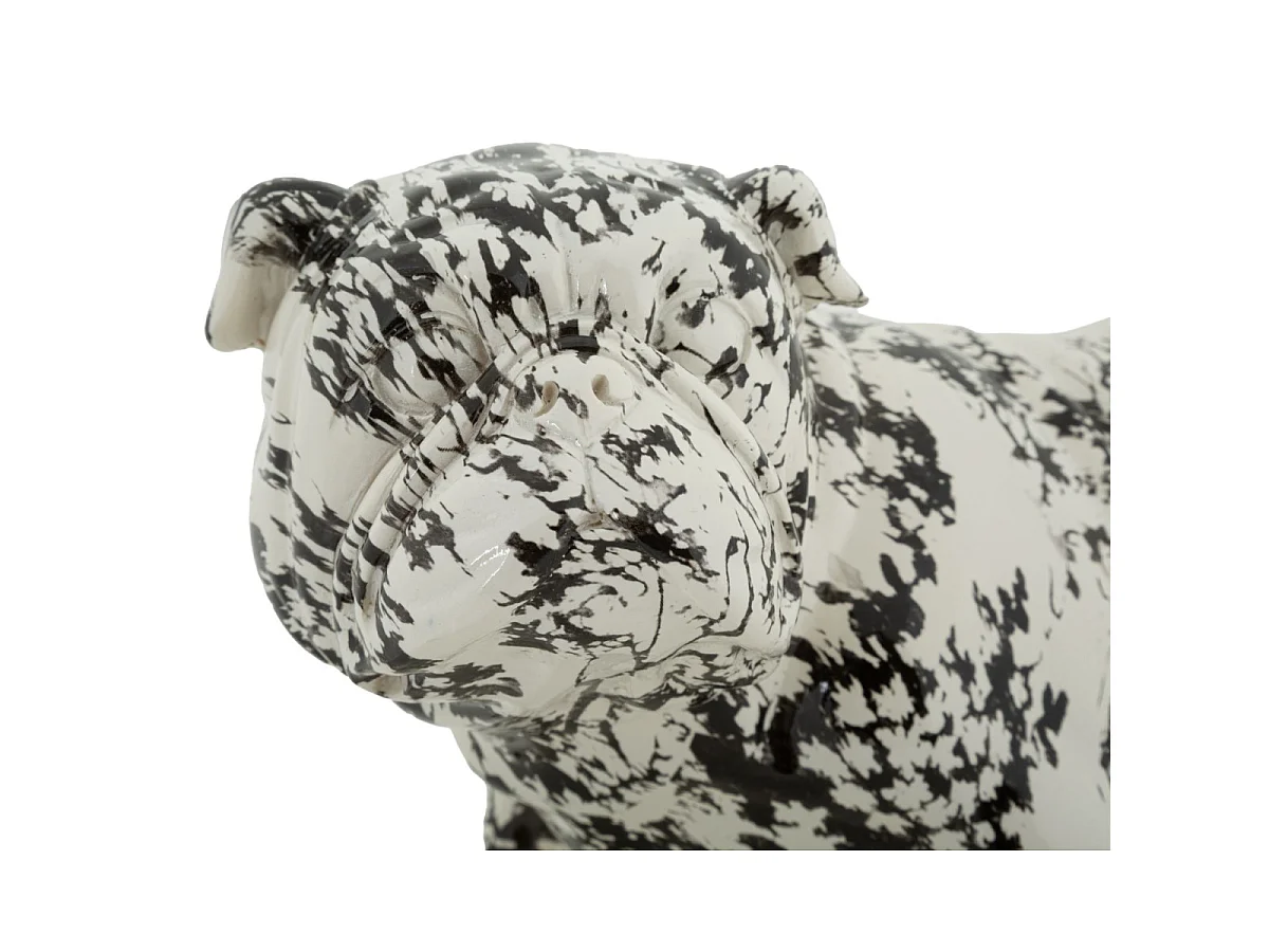Statuette Bouledogue Déco "Mei" 38cm Blanc & Noir