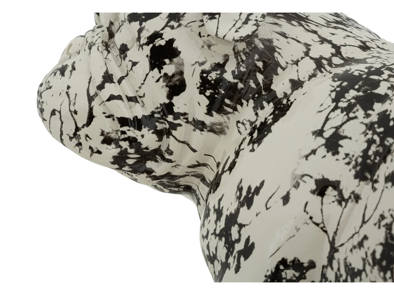 Statuette Bouledogue Déco "Mei" 38cm Blanc & Noir