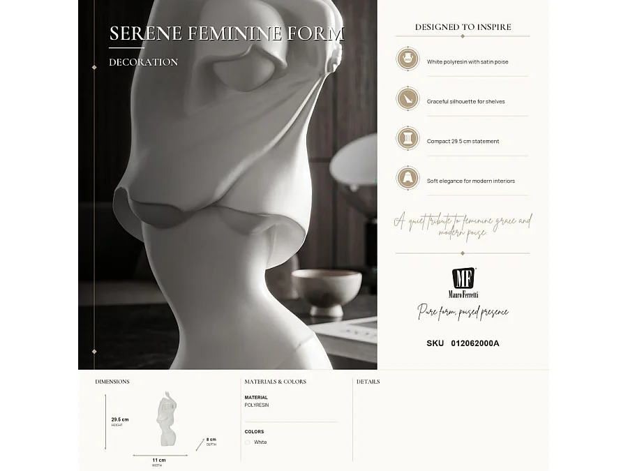 Statuette Silhouette Féminine "Venere" 29cm Blanc