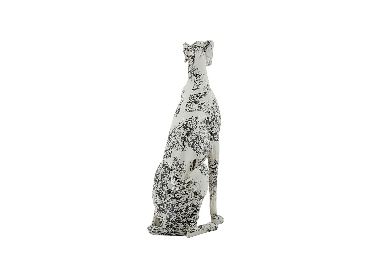 Statue Chien Assis "Mei" 78cm Blanc & Noir