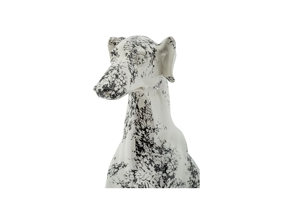 Statue Chien Assis "Mei" 78cm Blanc & Noir