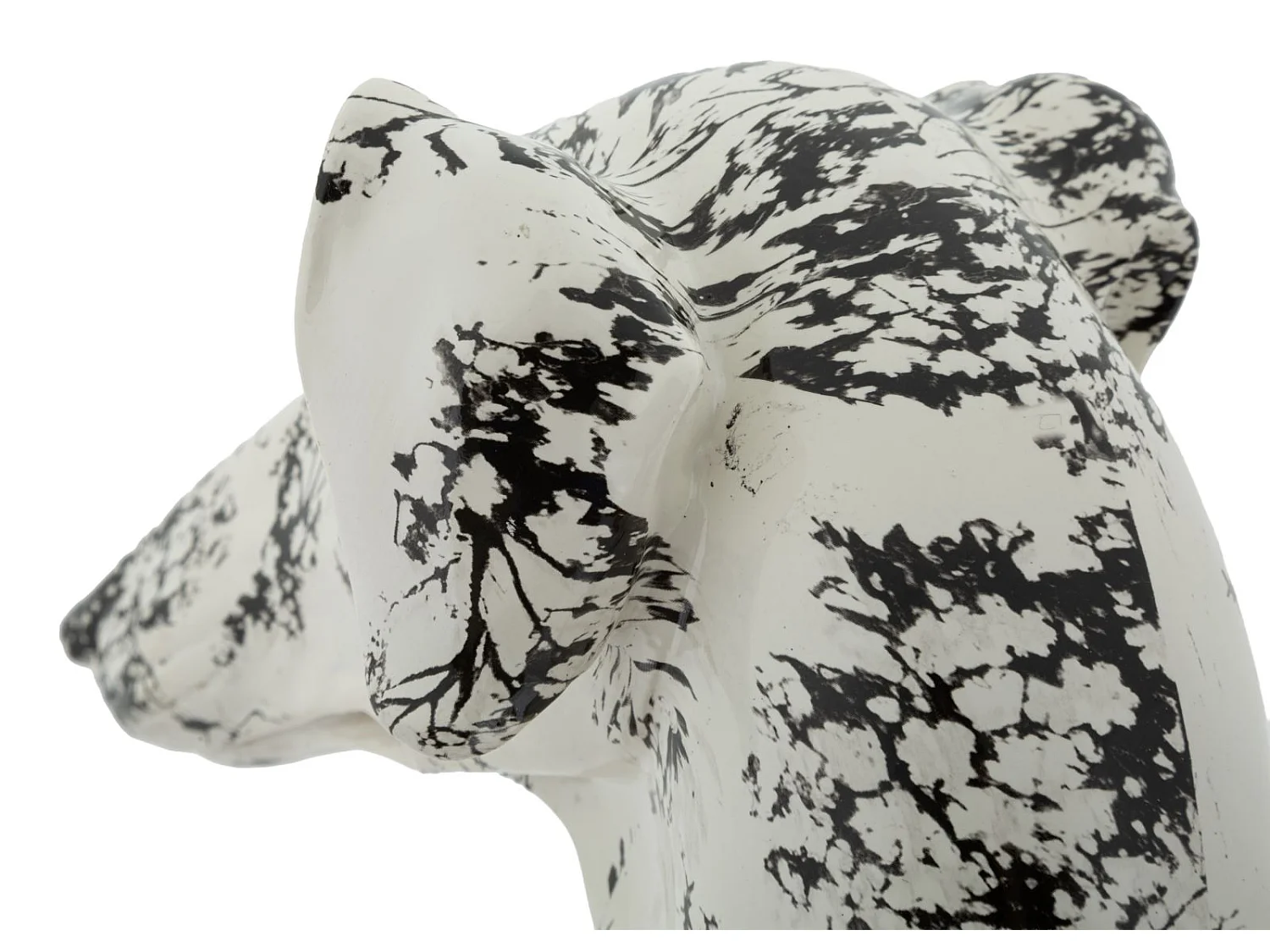 Statue Chien Assis "Mei" 78cm Blanc & Noir