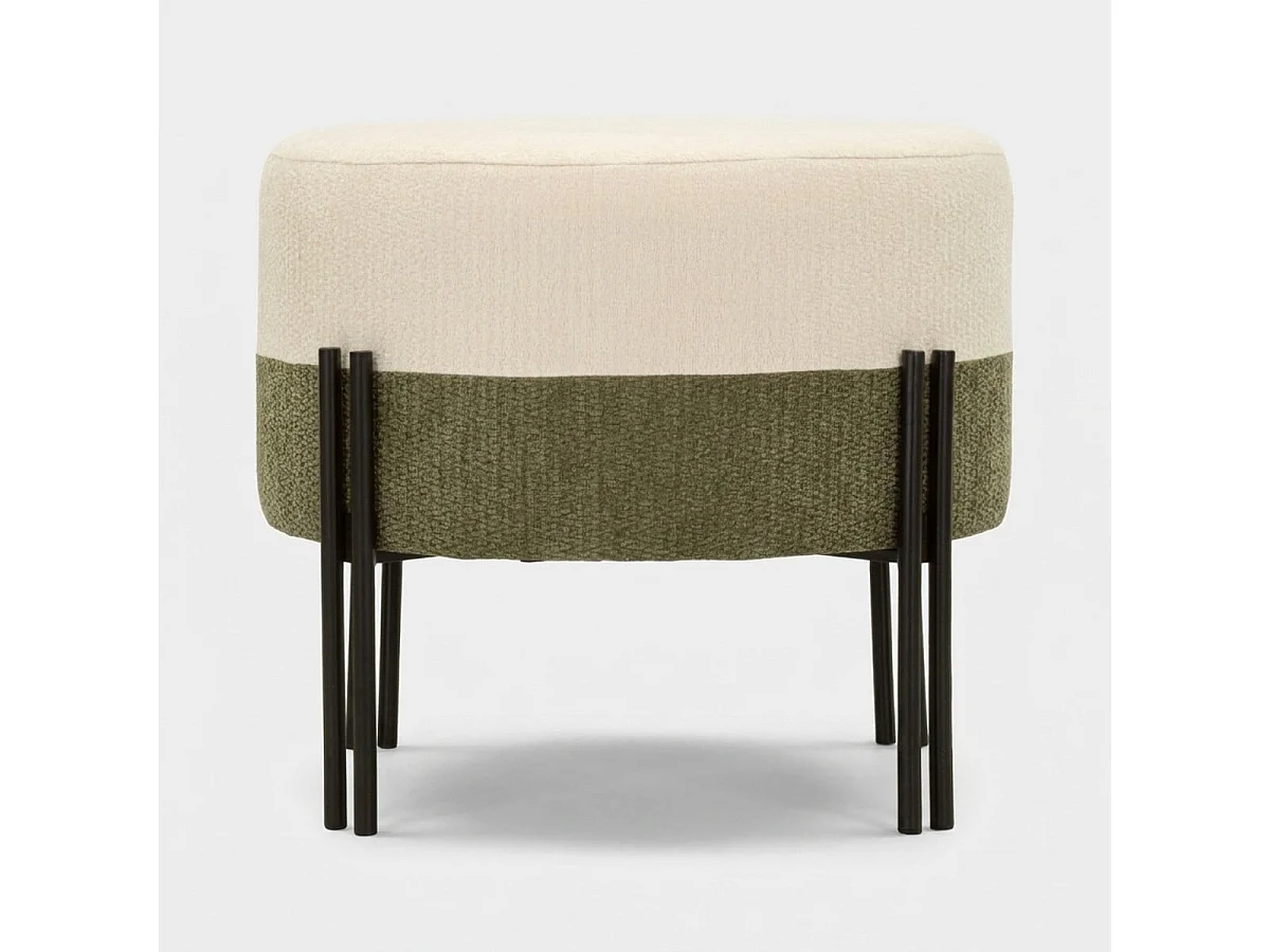 Gepolsterter runder Pouf aus Polyester und Metall Tedy Sculptural Accent
