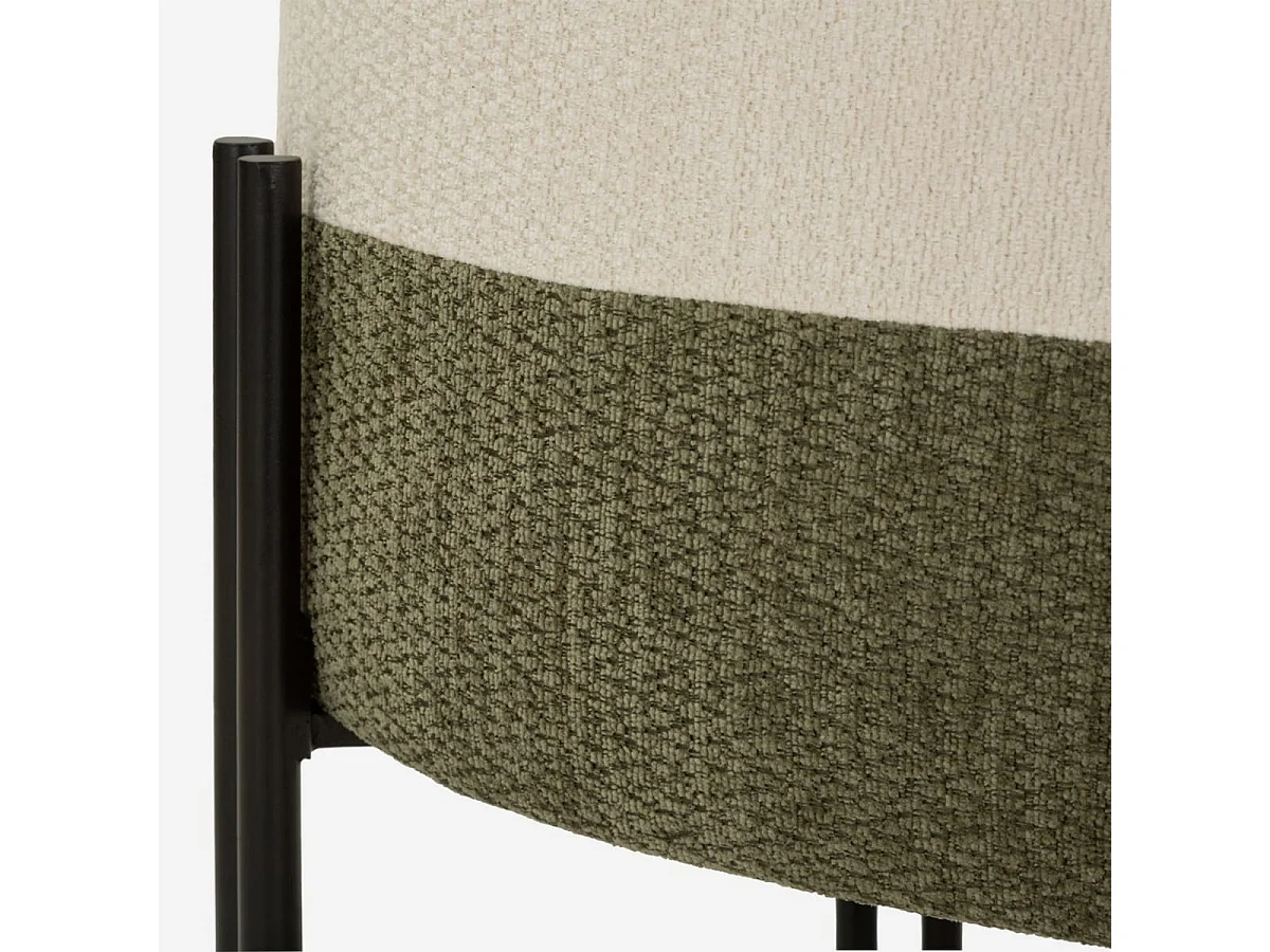 Gepolsterter runder Pouf aus Polyester und Metall Tedy Sculptural Accent