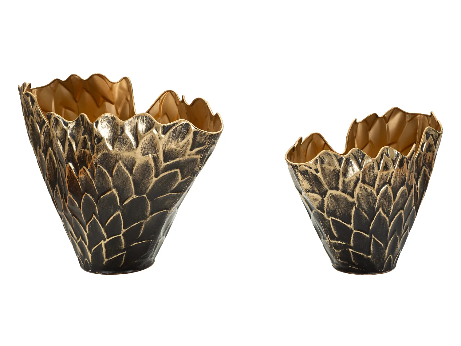 Paire de vases à motif d'écailles 51,5 x 23 x 28 - 41 x 19 x 21,5 cm