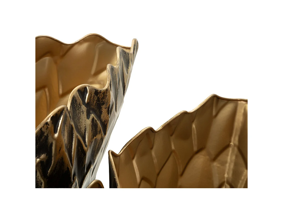 Lot de 2 Vases Écailles "Squama" 51cm Noir & Or