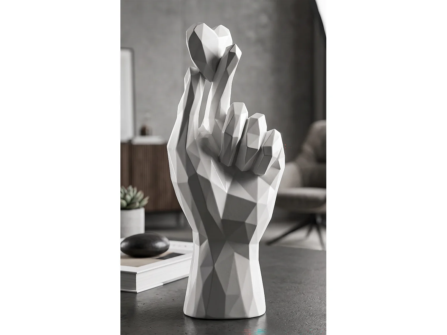 Minimalistische decoratieve hand met gekruiste vingers 9x5,8x22,1 cm