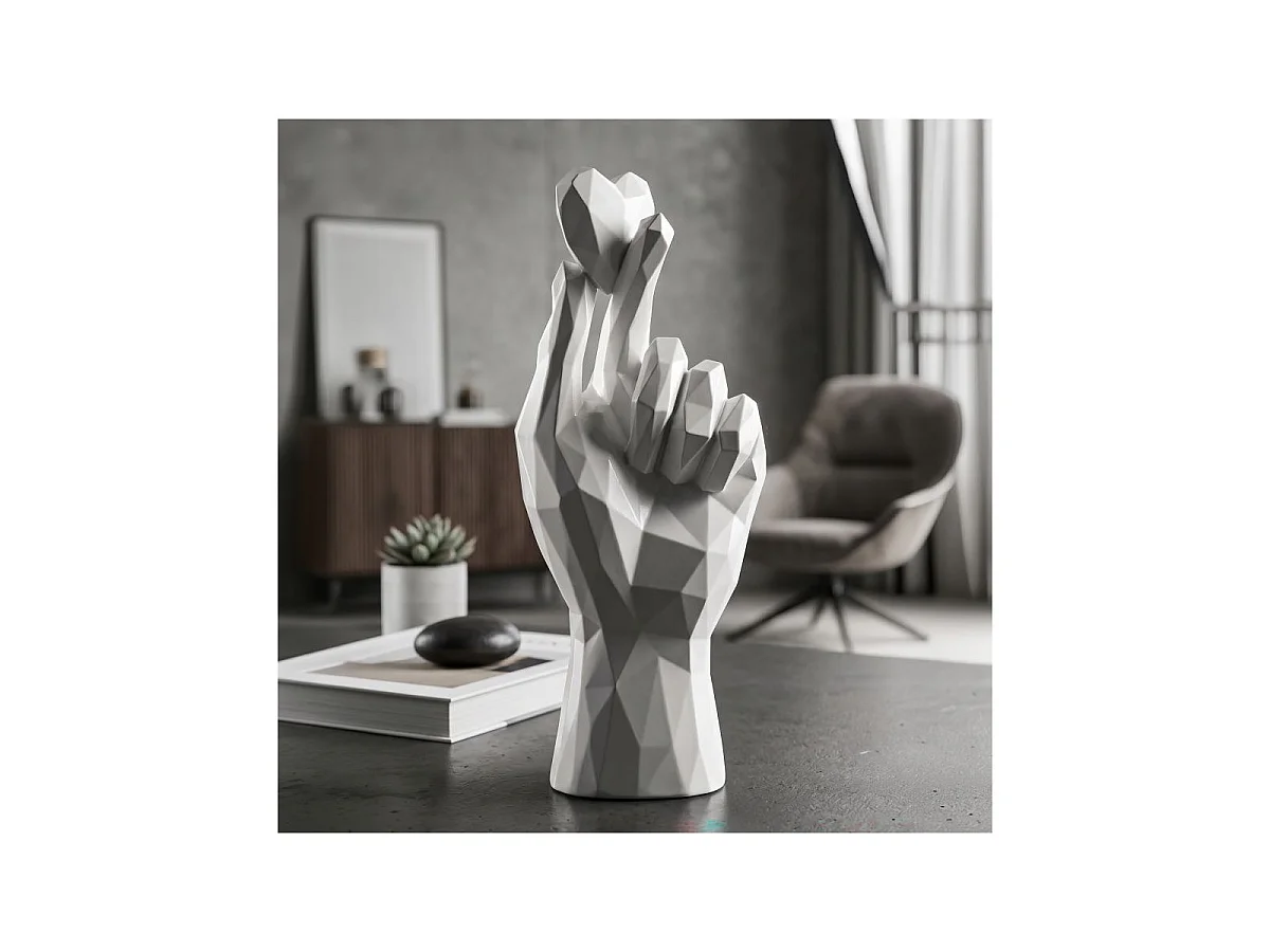 Déco Main Cœur "Amore" 22cm Blanc