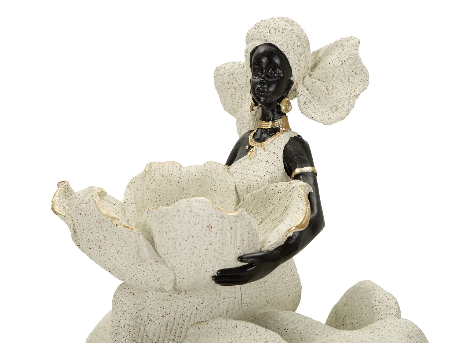 Etnische sculptuur van een Afrikaanse vrouw op een olifant, 29x13x29 cm