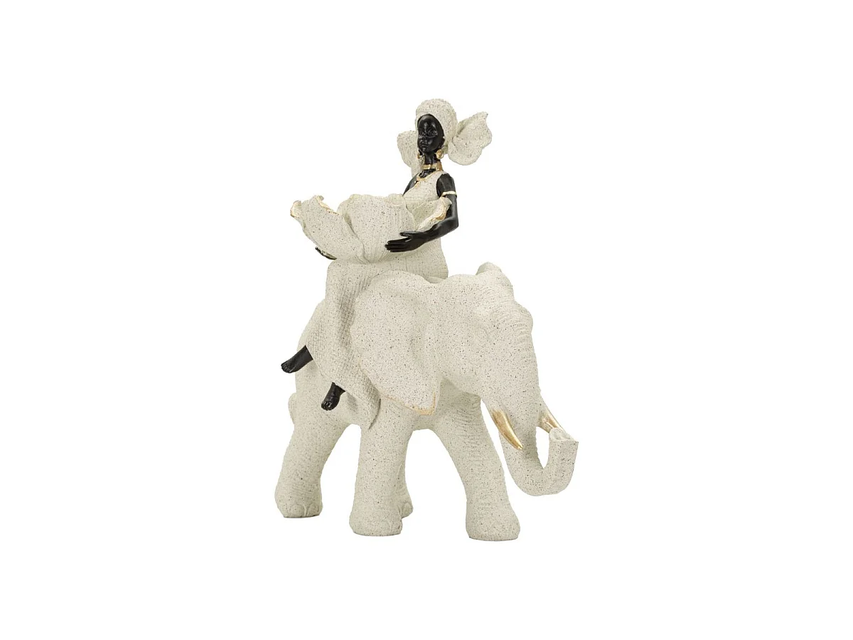 Escultura étnica de una mujer africana sobre un elefante, 29 x 13 x 29 cm