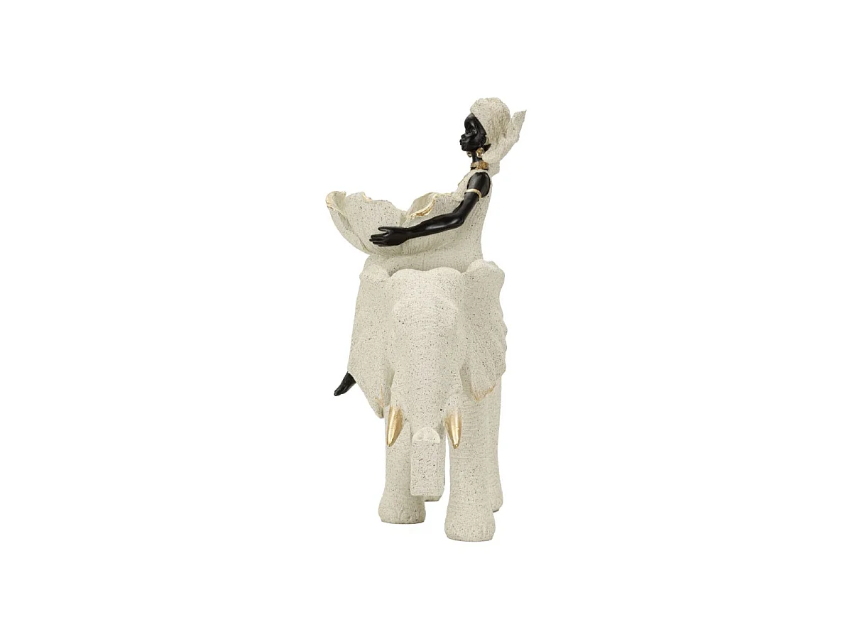 Escultura étnica de una mujer africana sobre un elefante, 29 x 13 x 29 cm