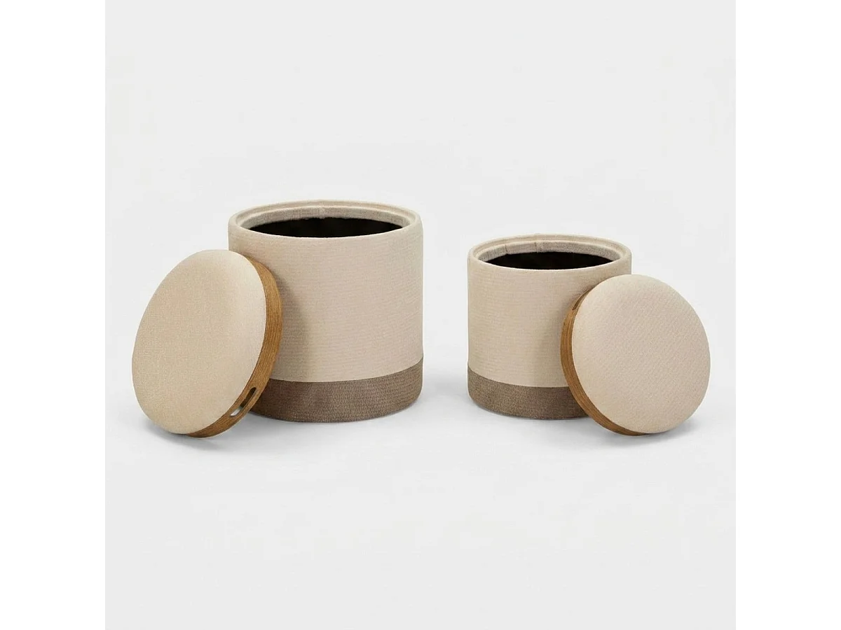 2er-Set Sitzhocker mit Stauraum und Tablett für das Wohnzimmer Ankara Nested Elegance