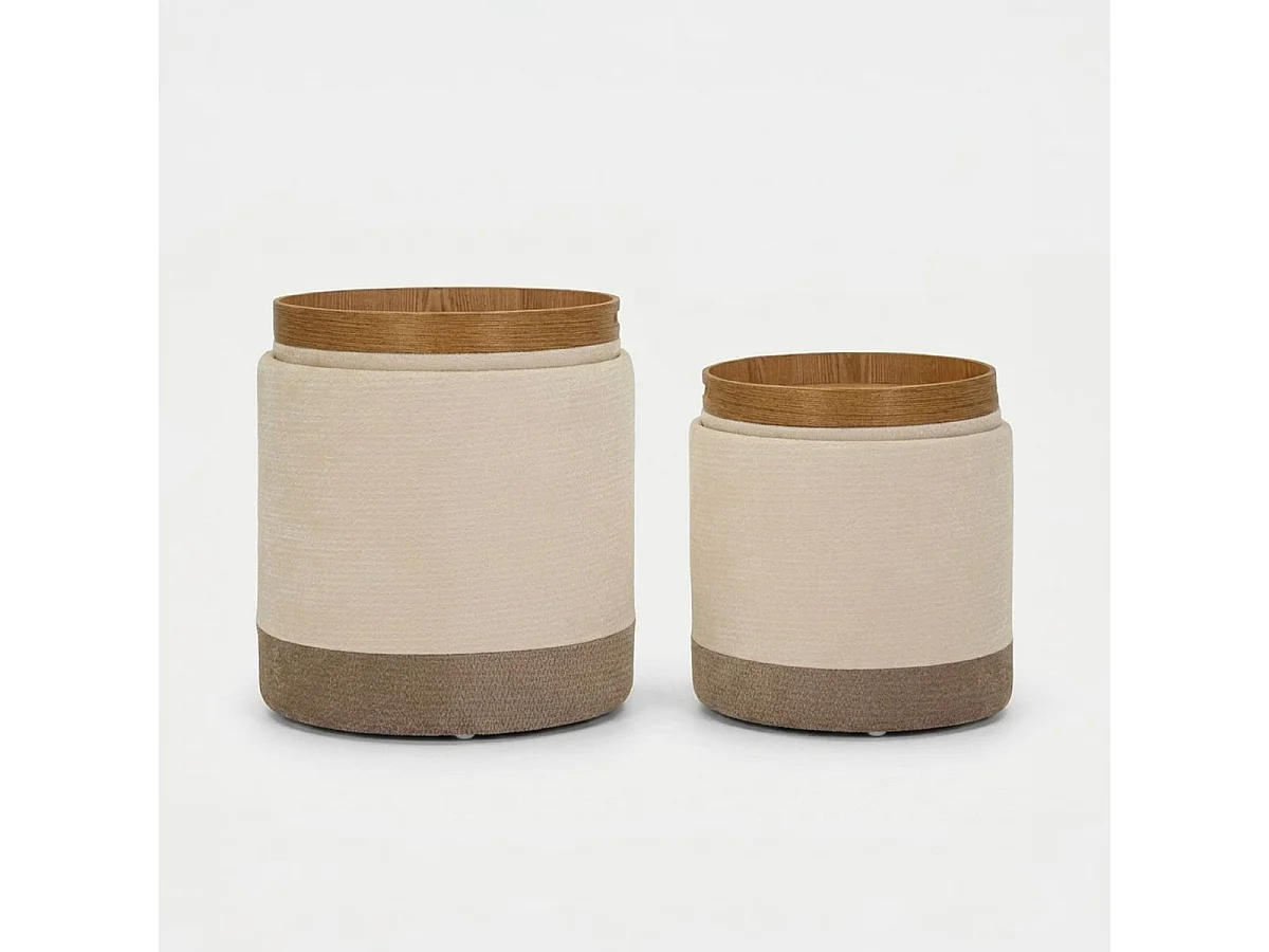 2er-Set Sitzhocker mit Stauraum und Tablett für das Wohnzimmer Ankara Nested Elegance