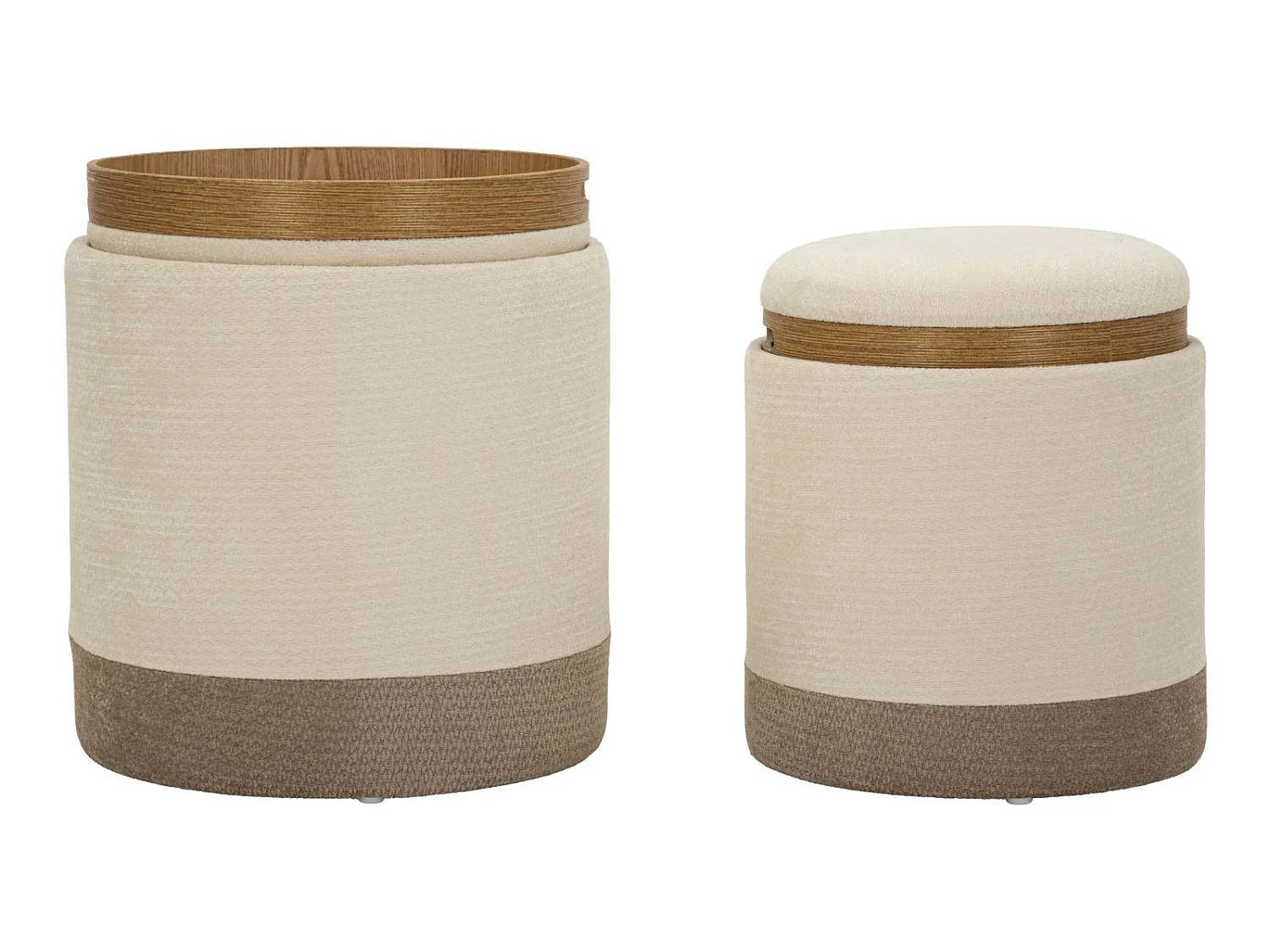 Set van twee opbergpoefs in Scandinavische stijl, ø 40x47-34x40 cm
