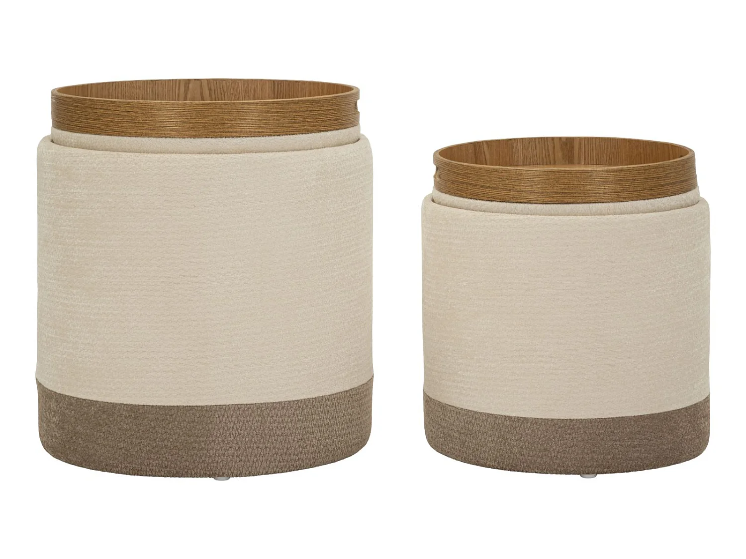 Set van twee opbergpoefs in Scandinavische stijl, ø 40x47-34x40 cm