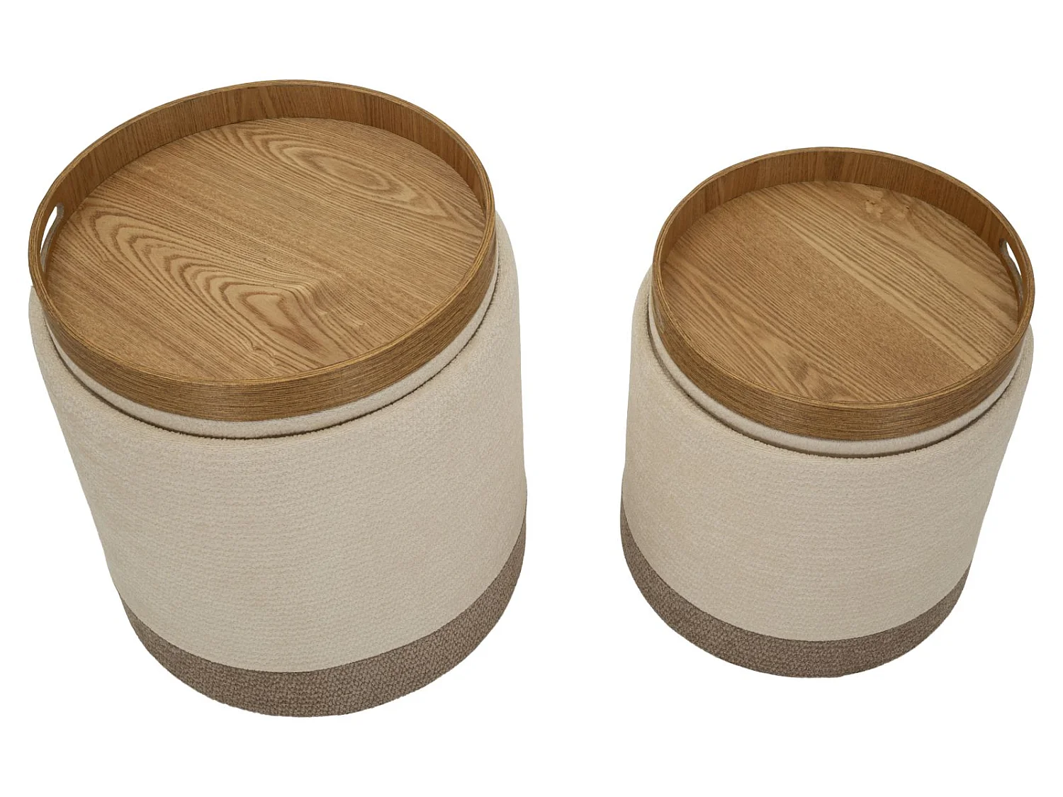 Set van twee opbergpoefs in Scandinavische stijl, ø 40x47-34x40 cm