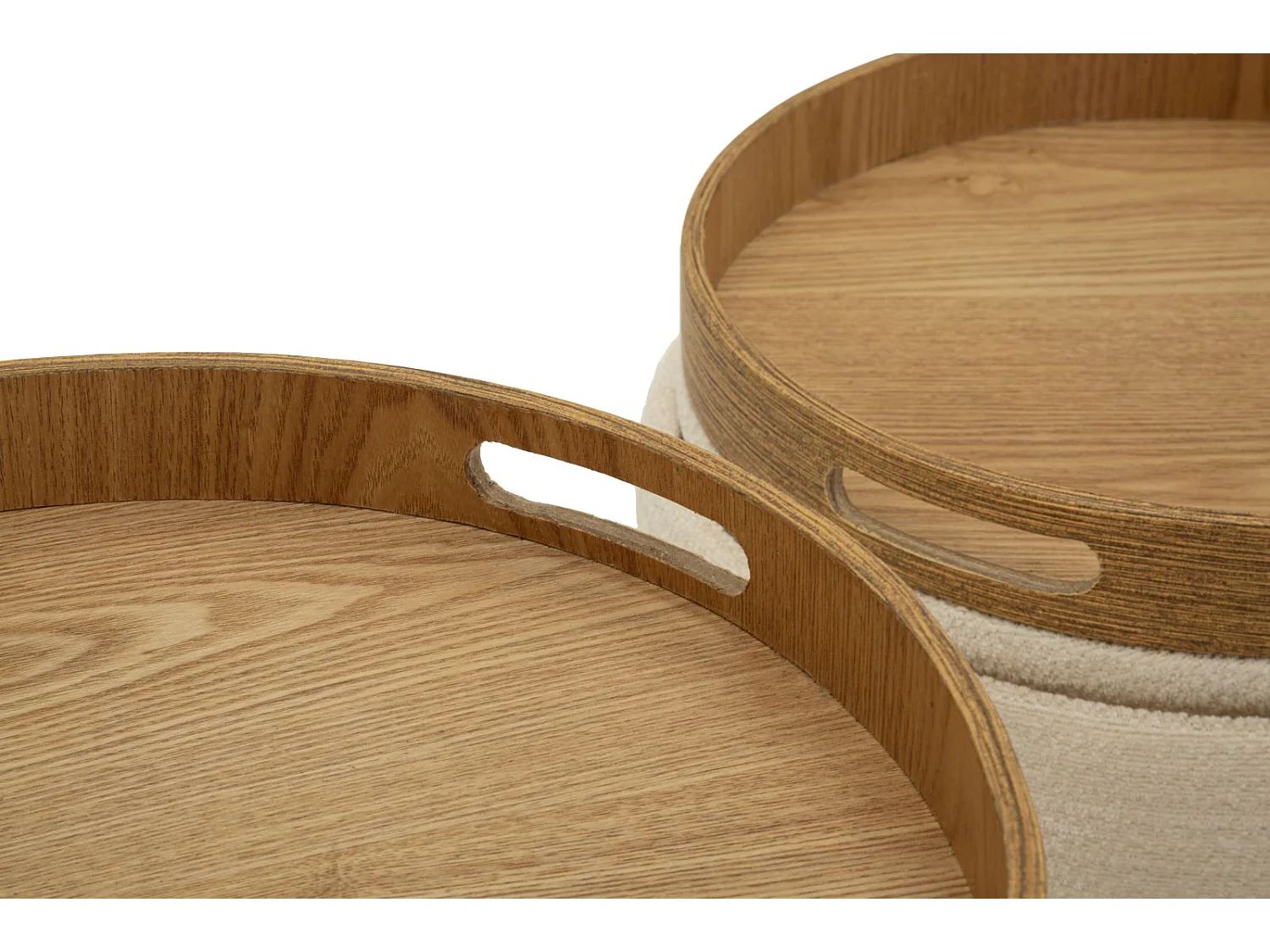 Set van twee opbergpoefs in Scandinavische stijl, ø 40x47-34x40 cm