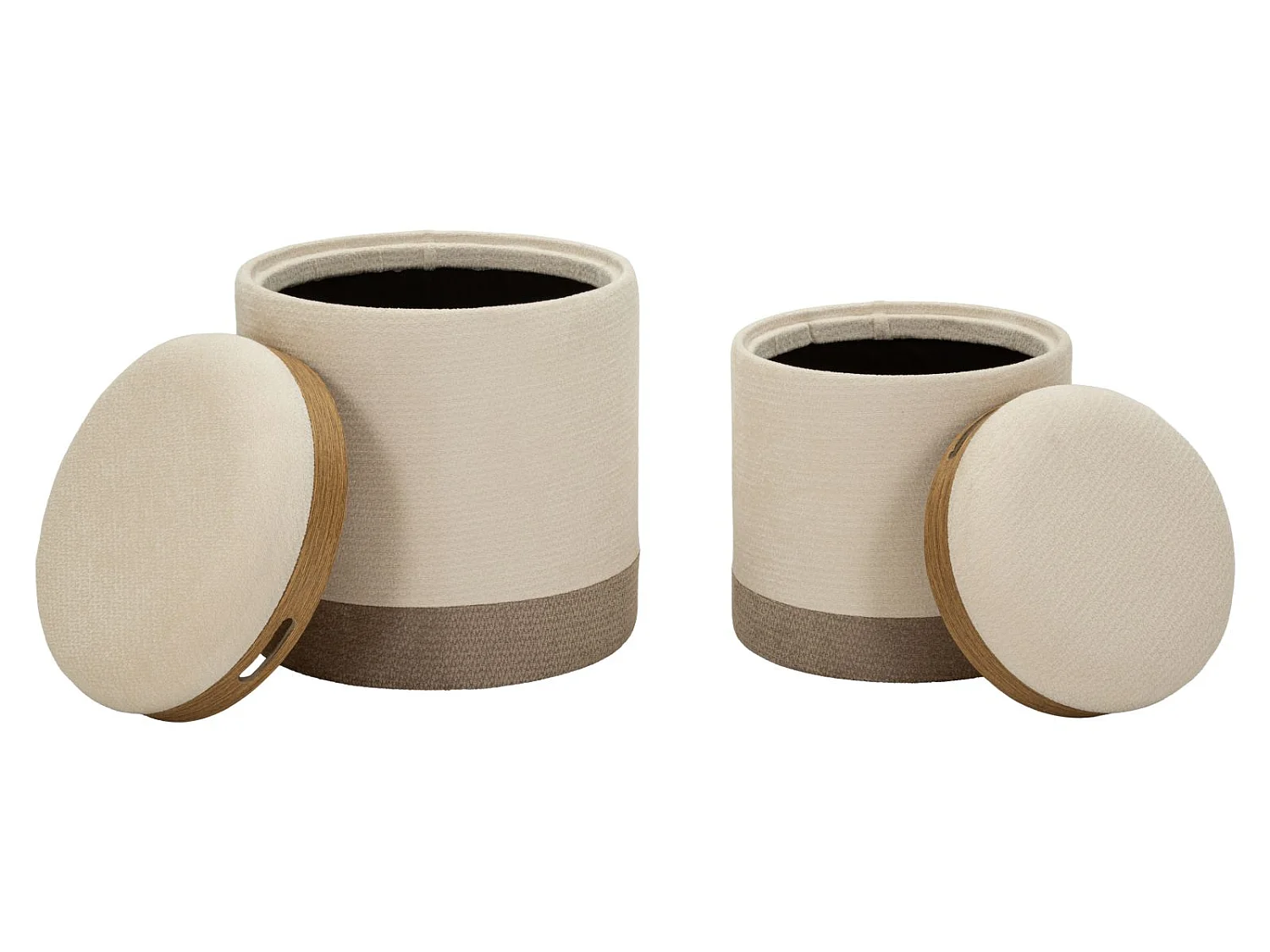 Set van twee opbergpoefs in Scandinavische stijl, ø 40x47-34x40 cm