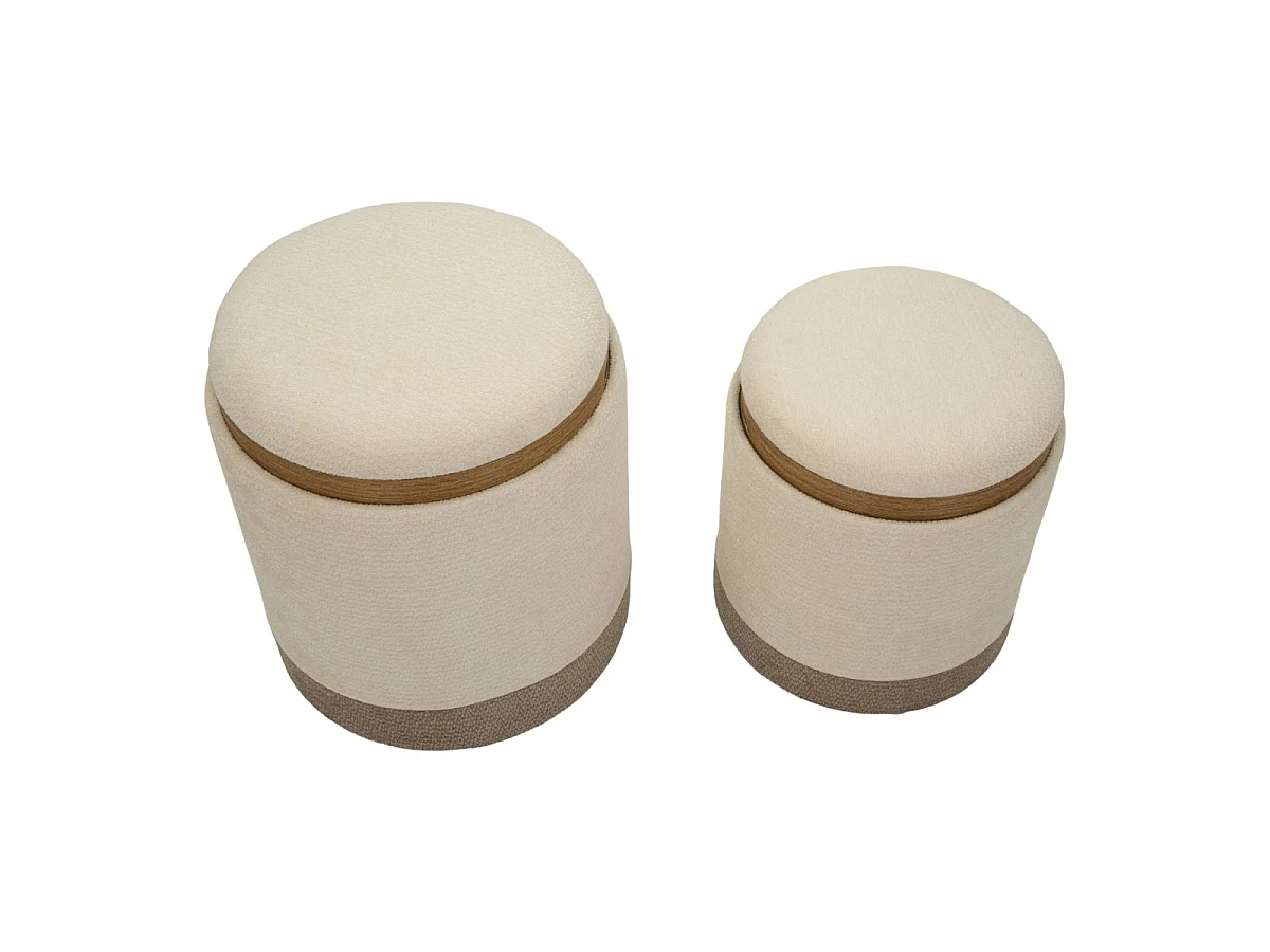 Set van twee opbergpoefs in Scandinavische stijl, ø 40x47-34x40 cm