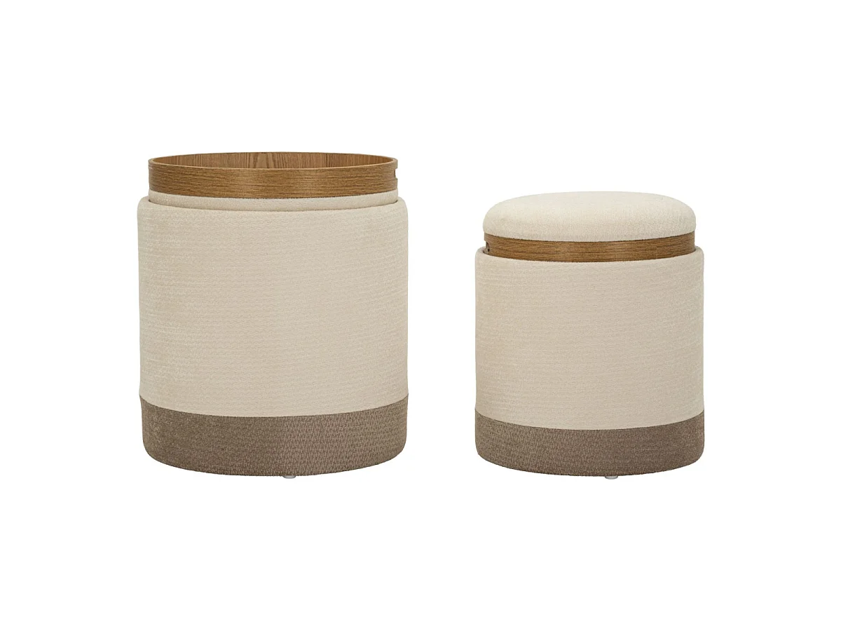 Set van twee opbergpoefs in Scandinavische stijl, ø 40x47-34x40 cm
