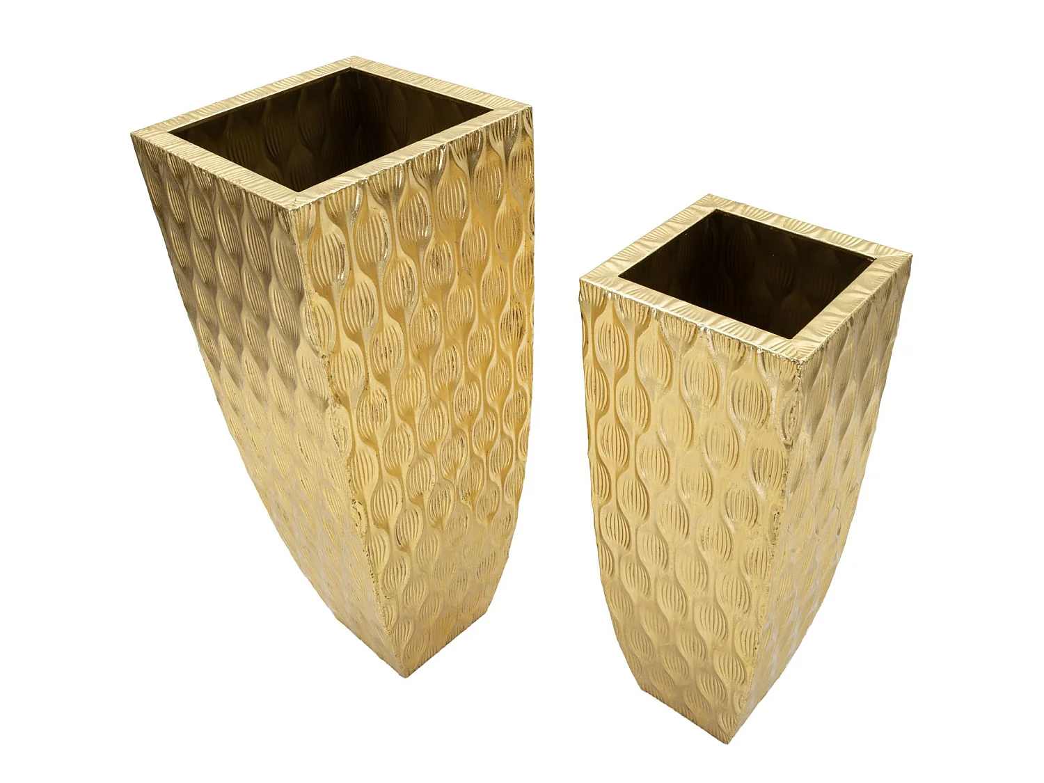 Set van 2 glamoureuze bloempotten met bloemblaadjes 40x40x100-31x31x81 cm