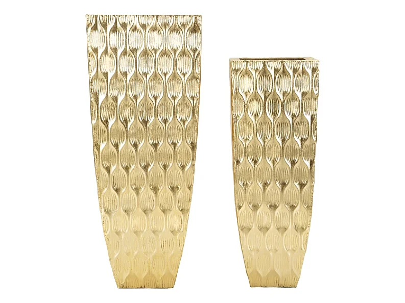 Set van 2 glamoureuze bloempotten met bloemblaadjes 40x40x100-31x31x81 cm