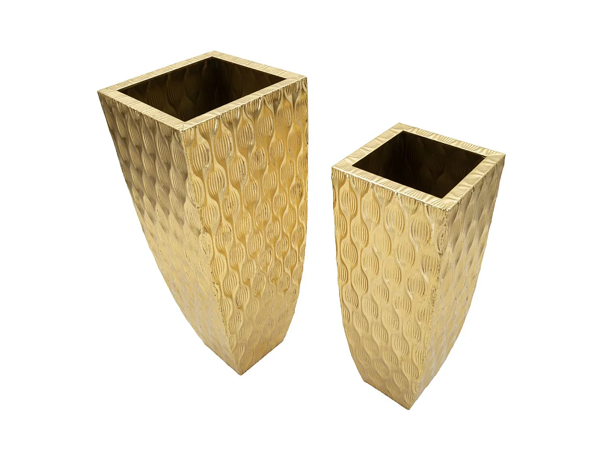 Lot de 2 Cache-Pots Design "Scaglia" 100cm Or