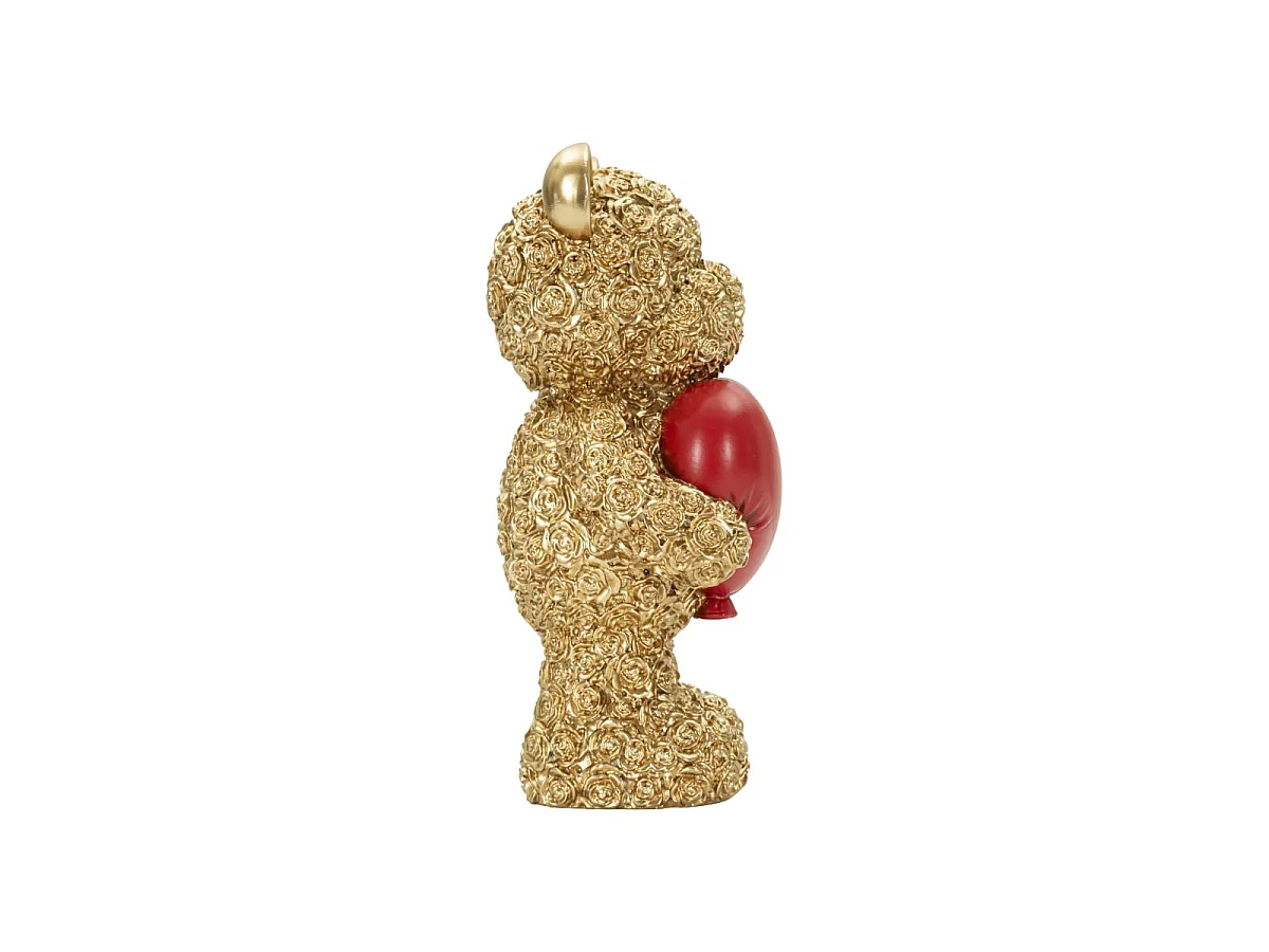 Statuette Ourson Cœur "Teddy" 16cm Or & Rouge