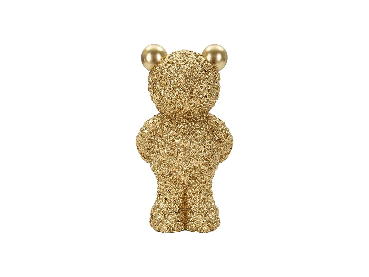 Statuette Ourson Cœur "Teddy" 16cm Or & Rouge