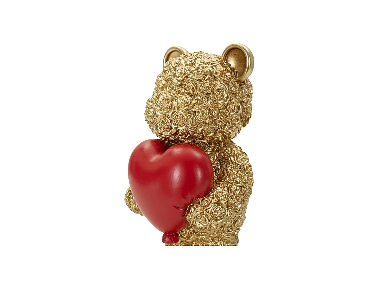 Statuette Ourson Cœur "Teddy" 16cm Or & Rouge