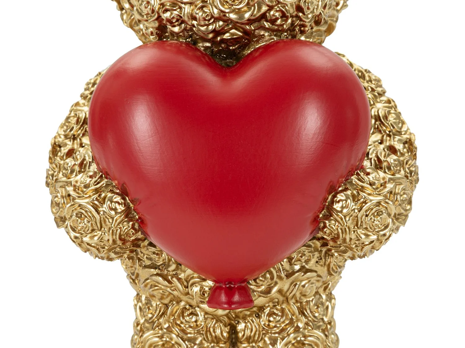 Statuette Ourson Cœur "Teddy" 16cm Or & Rouge