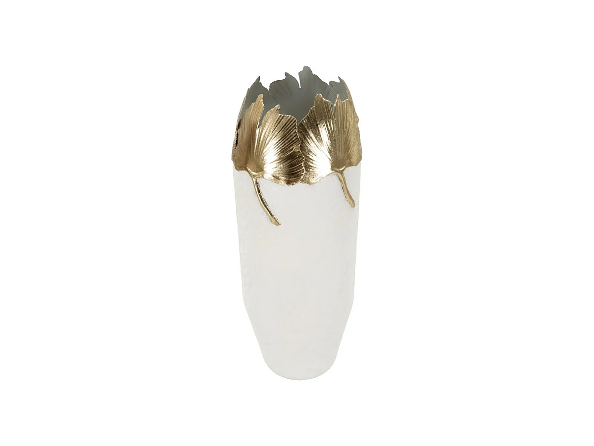 Vase Déco en Métal "Aurrea" 55cm Blanc & Or
