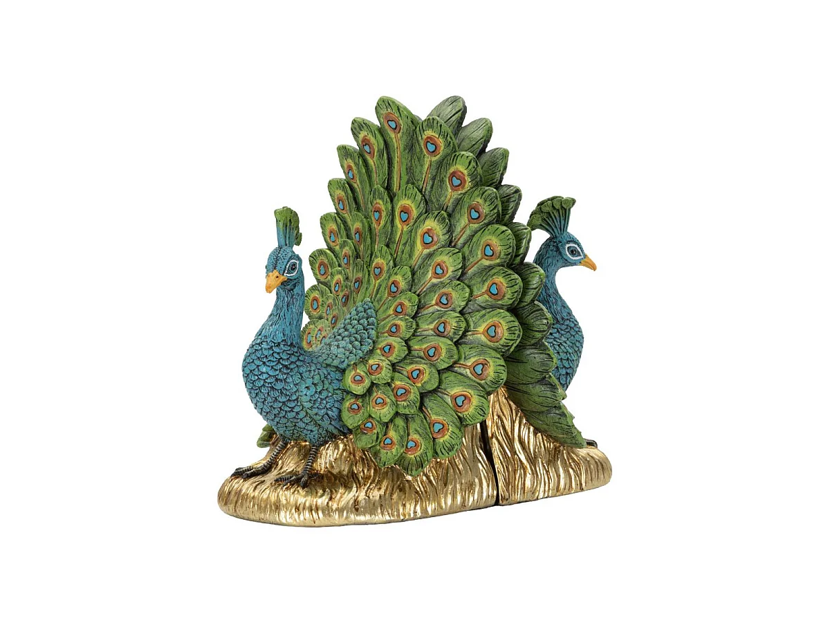 Sujetalibros de estilo ecléctico con forma de pavo real, 20x15x19 cm
