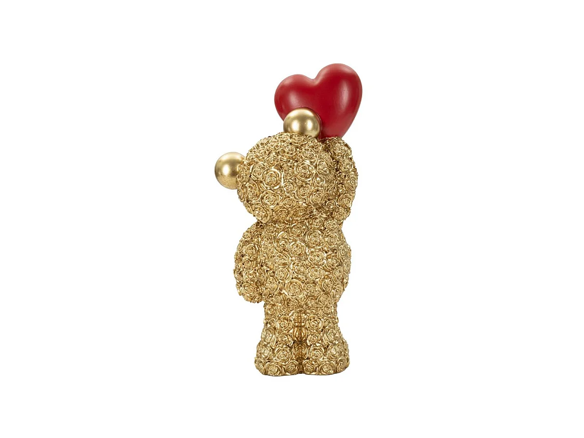 Statuette Ourson Ballon Cœur "Teddy" 18cm Or