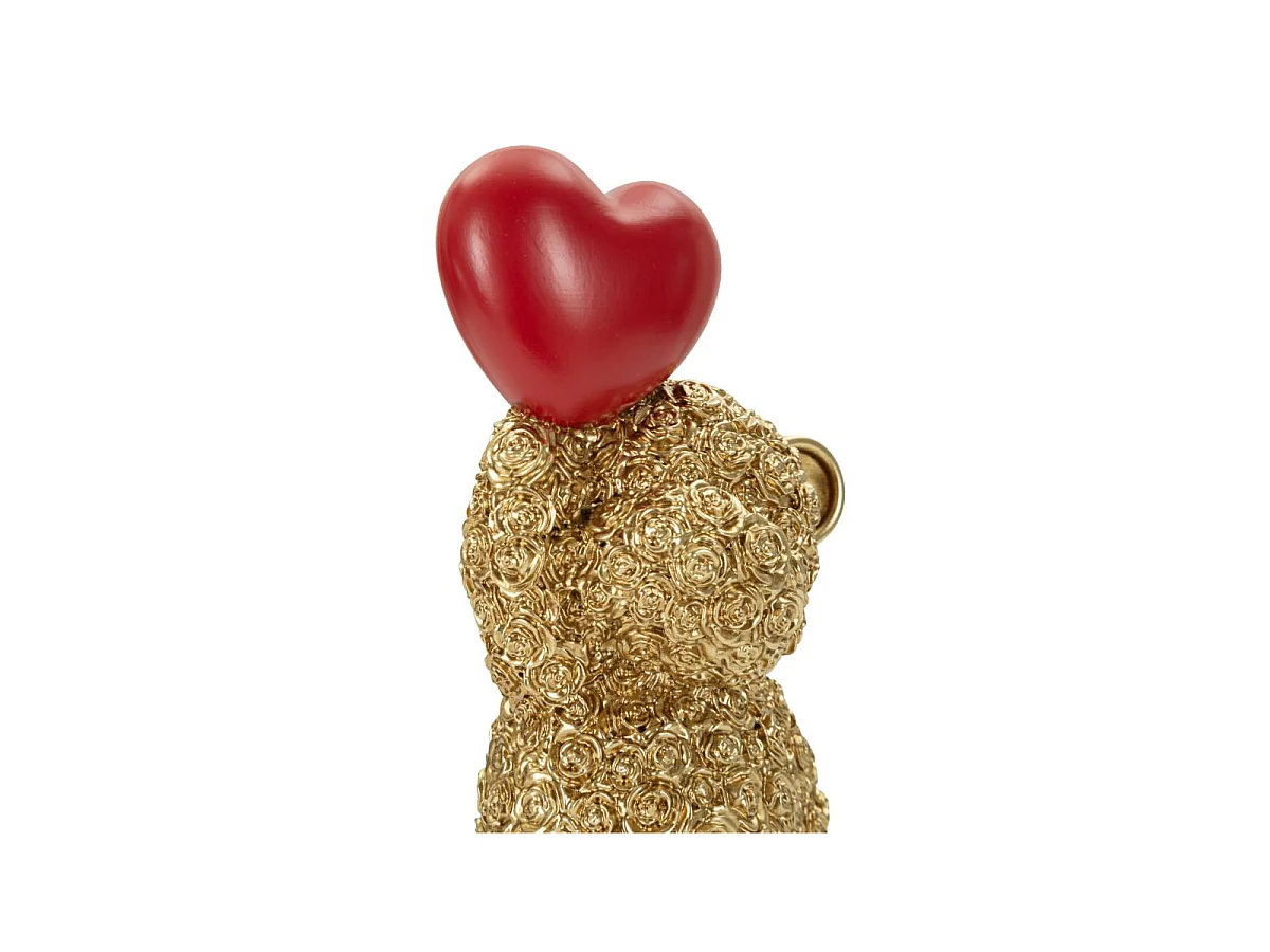 Statuette Ourson Ballon Cœur "Teddy" 18cm Or