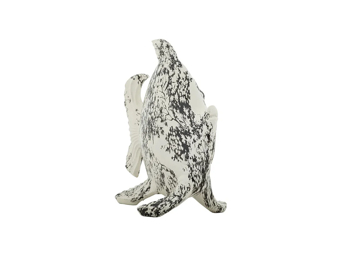 Statuette Poisson Déco "Mei" 37cm Blanc & Noir