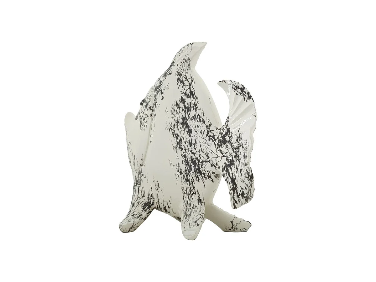 Statuette Poisson Déco "Mei" 37cm Blanc & Noir