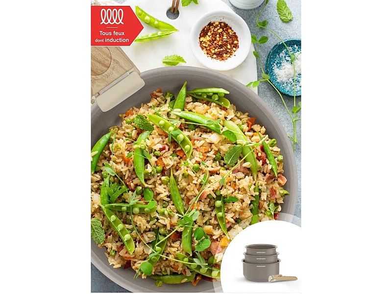 Set de 3 casseroles 16-18-20 cm poignée amovible Taupe Arthur Martin AM1122