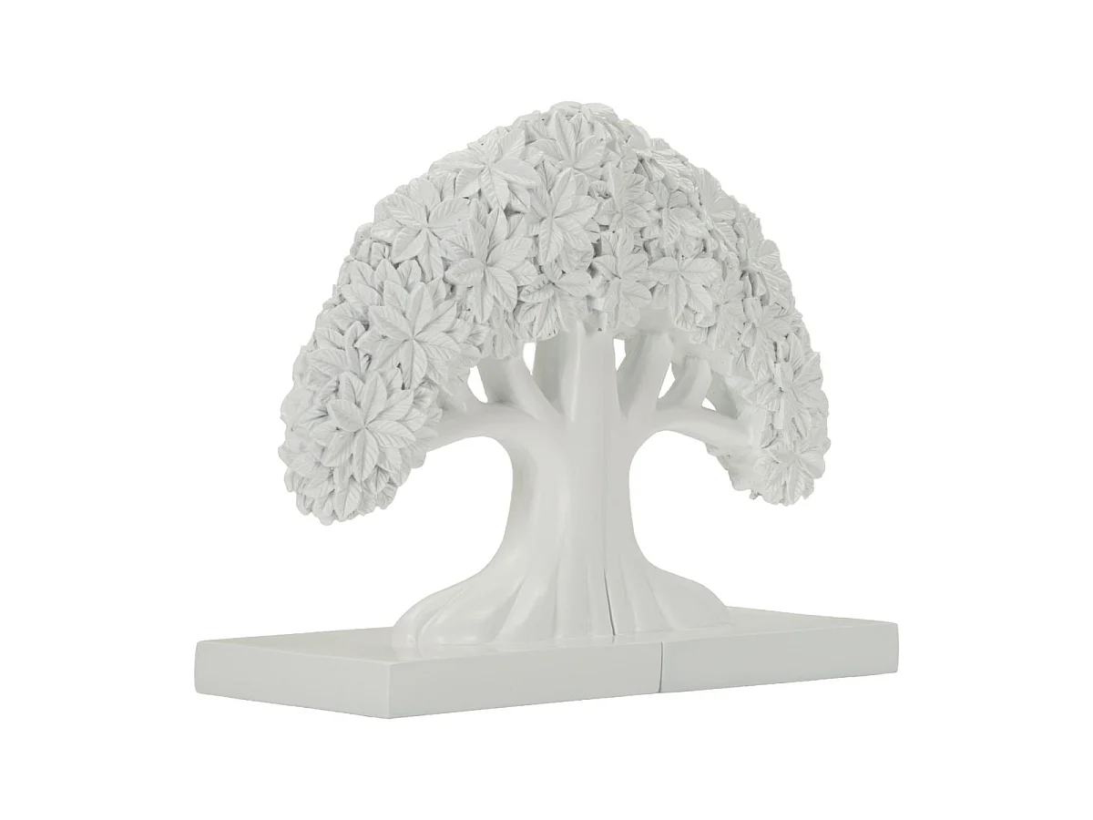 Lot de 2 Serre-Livres Arbre de Vie "Albero" 23cm Blanc