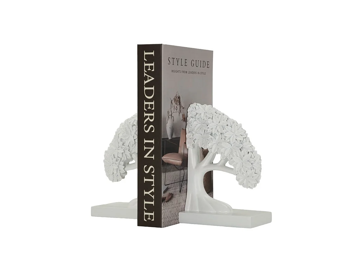 Lot de 2 Serre-Livres Arbre de Vie "Albero" 23cm Blanc