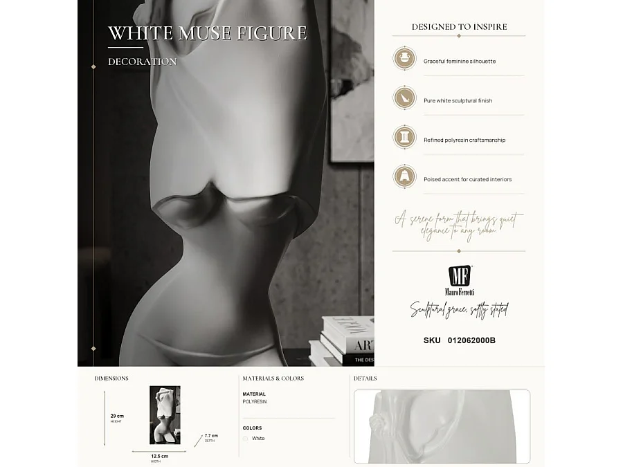 Buste Féminin Déco "Venere" 29cm Blanc