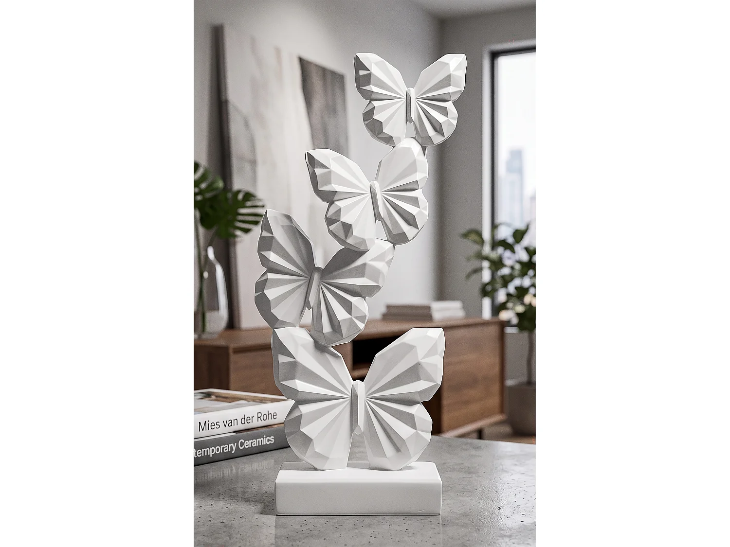 Minimalistische decoratieve vlindersculptuur 12x6x26 cm