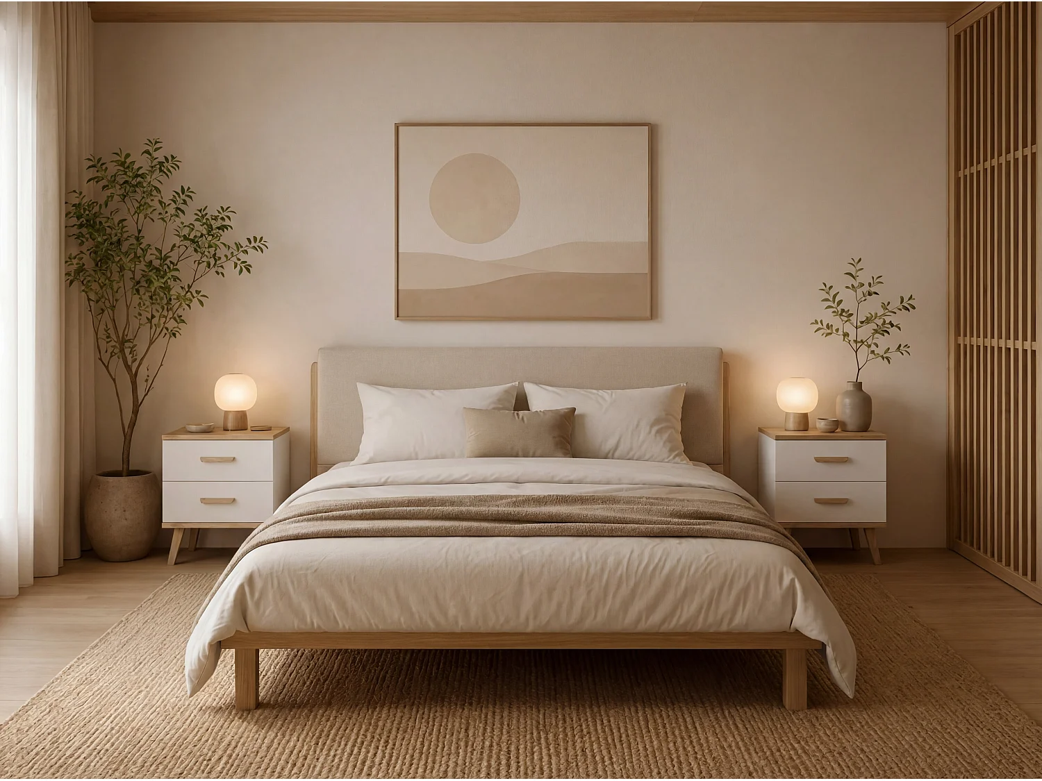 Comodino moderno 45x47 cm con 2 cassetti bianco e rovere COT9