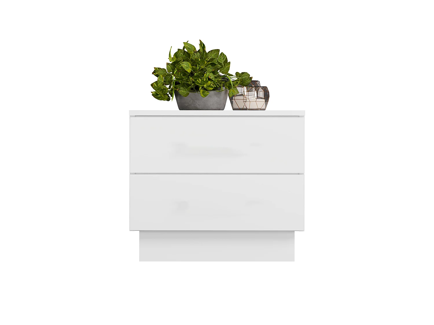 Comodino moderno 55x48 cm con 2 cassetti bianco COT2